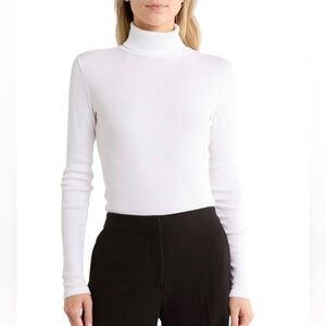 Theory NWT Naneik Long
Sleeve White Pima Cotton Turtleneck
Sweater in Sz S